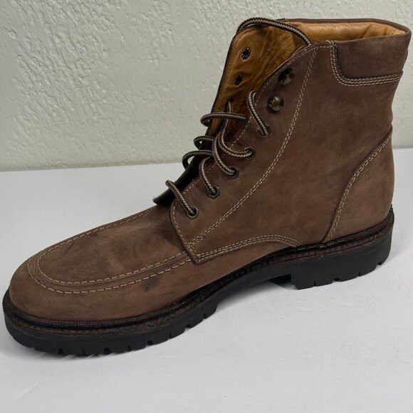 J.Crew Boots Moc Toe Rugged Brown Leather Lace-Up Workwear Size 10H - Picture 5 of 8